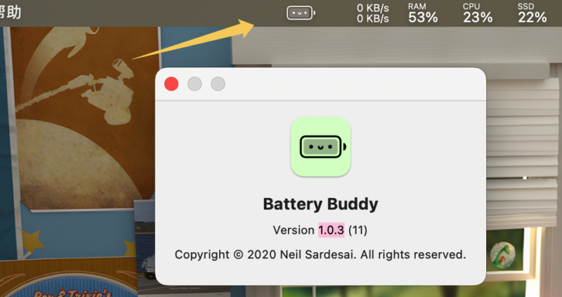 图片[1]-「菜单栏超级可爱的小电池」Battery Buddy v1.0.3-MAC星球