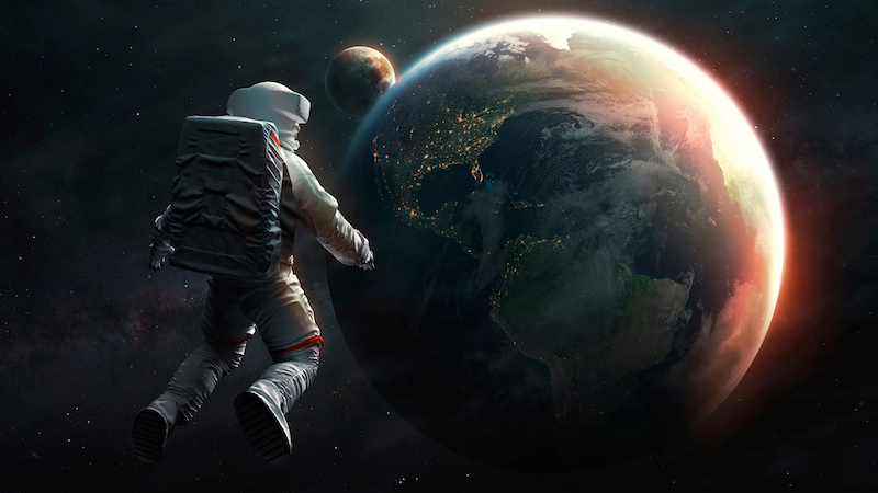 图片[1]-星球 地球 宇宙 星辰 宇航员 4K 动漫壁纸 3840×2160-MAC星球